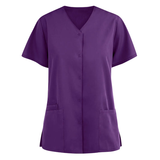 Blouse Médicale Femme à Manches Courtes – Col en V avec Poche