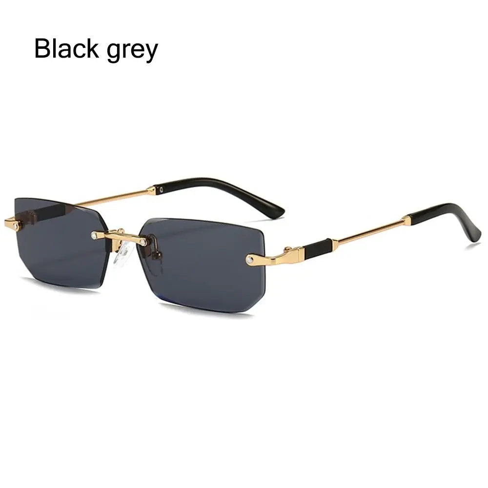 Lunettes de soleil UV400 sans monture rectangulaires - Style Y2K, lunettes de soleil sans contour pour femmes et hommes
