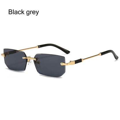 Lunettes de soleil UV400 sans monture rectangulaires - Style Y2K, lunettes de soleil sans contour pour femmes et hommes