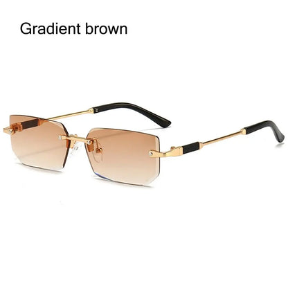 Lunettes de soleil UV400 sans monture rectangulaires - Style Y2K, lunettes de soleil sans contour pour femmes et hommes