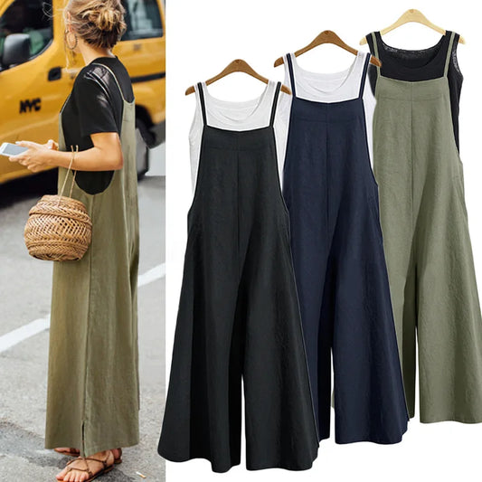 Combinaison Salopette Femme – Bretelles, Jambes Larges, Style Décontracté