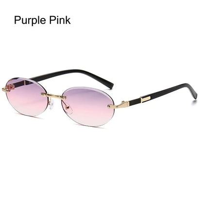 Lunettes de soleil UV400 sans monture rectangulaires - Style Y2K, lunettes de soleil sans contour pour femmes et hommes