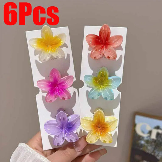 Lot de 6 Pinces à Cheveux Hawaïennes Dégradées Fleuries – Accessoires Mode Femme