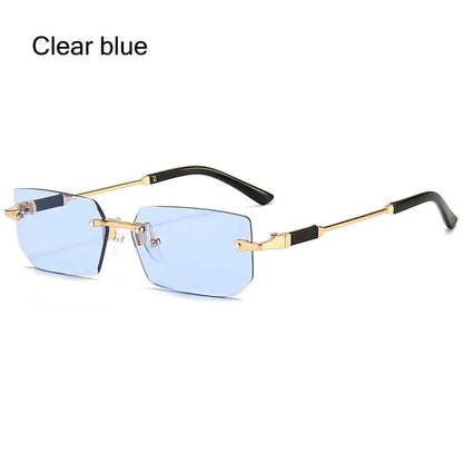 Lunettes de soleil UV400 sans monture rectangulaires - Style Y2K, lunettes de soleil sans contour pour femmes et hommes