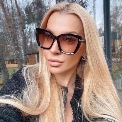 Lunettes de soleil œil-de-chat pour femme – Design de marque, style vintage 2024, haute qualité, monture large, tendance et élégante."