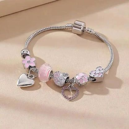 Bracelet femme 1 pièce – Style tendance avec perles et breloques variées "Love" & "Famille", accessoire de mode pour le quotidien, les fêtes et les cadeaux