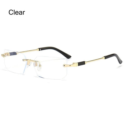Lunettes de soleil UV400 sans monture rectangulaires - Style Y2K, lunettes de soleil sans contour pour femmes et hommes