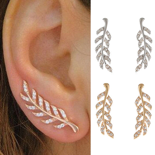 Boucles d'oreilles feuilles ajourées, cristaux, argentées et dorées, design unique, cadeau pour femme.