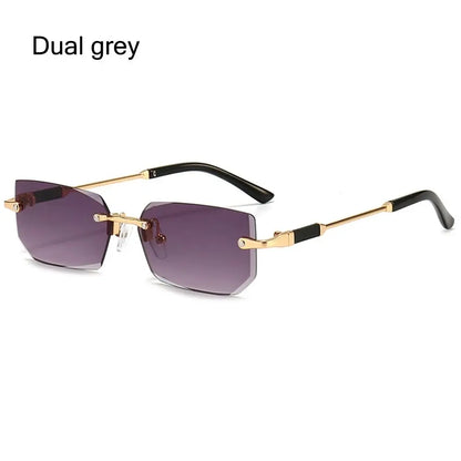 Lunettes de soleil UV400 sans monture rectangulaires - Style Y2K, lunettes de soleil sans contour pour femmes et hommes