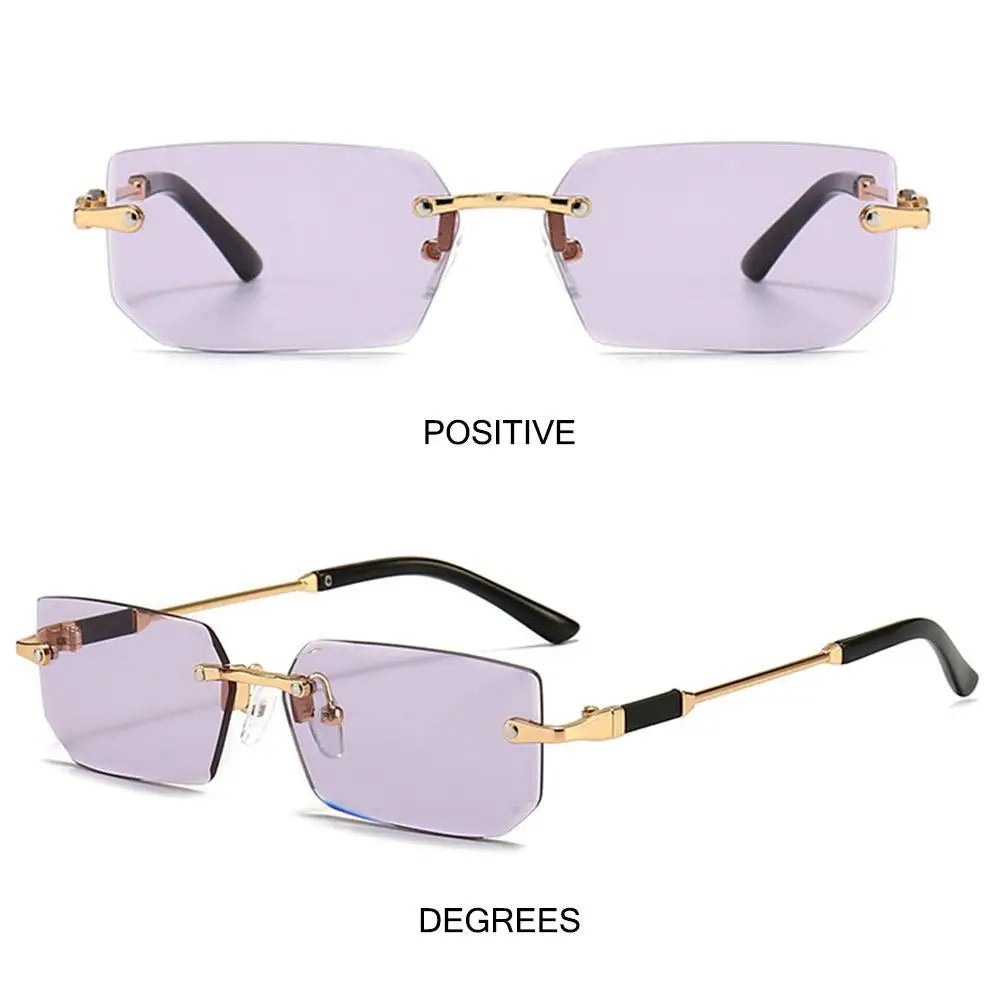 Lunettes de soleil UV400 sans monture rectangulaires - Style Y2K, lunettes de soleil sans contour pour femmes et hommes