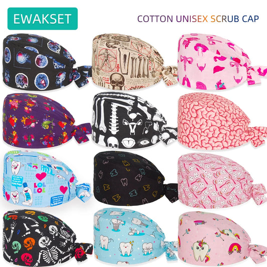 bonnet chirurgical réglable imprimé – mixte, multicolore, coton