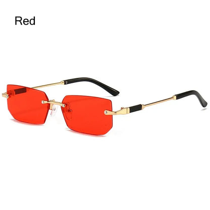 Lunettes de soleil UV400 sans monture rectangulaires - Style Y2K, lunettes de soleil sans contour pour femmes et hommes