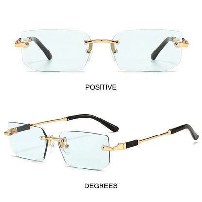 Lunettes de soleil UV400 sans monture rectangulaires - Style Y2K, lunettes de soleil sans contour pour femmes et hommes