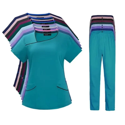 Blouse médicale femme 2025 – manches courtes, séchage rapide, multicolore