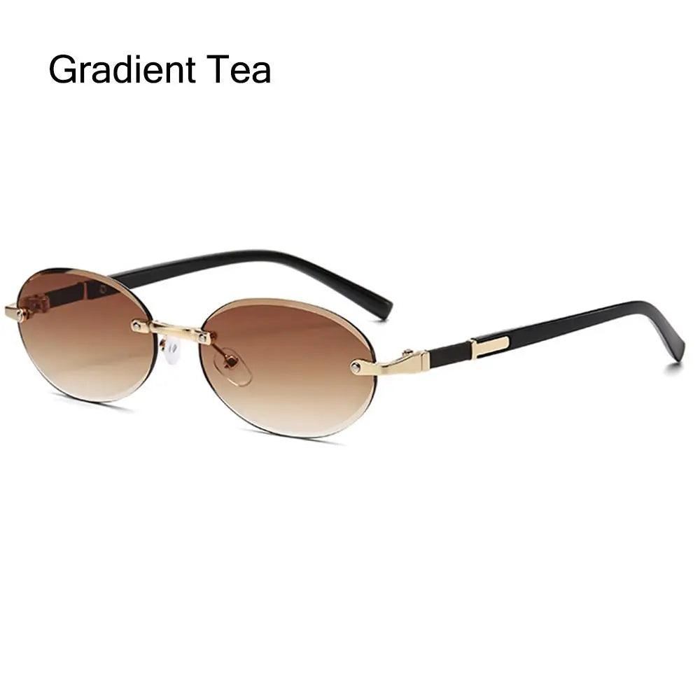 Lunettes de soleil UV400 sans monture rectangulaires - Style Y2K, lunettes de soleil sans contour pour femmes et hommes