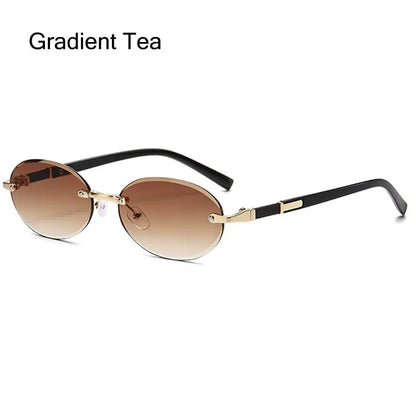 Lunettes de soleil UV400 sans monture rectangulaires - Style Y2K, lunettes de soleil sans contour pour femmes et hommes