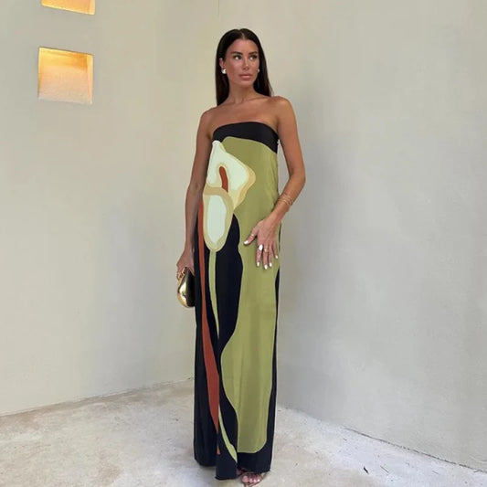 Robe longue dos nu sans bretelles – Sexy et parfaite pour l’été