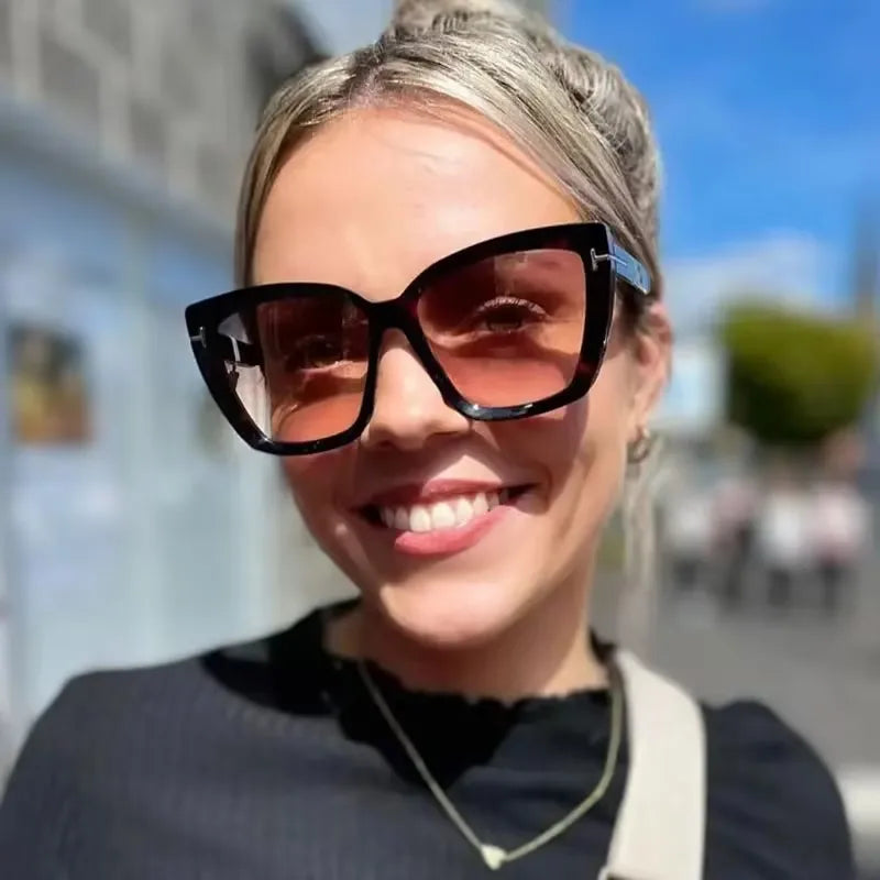 Lunettes de soleil œil-de-chat pour femme – Design de marque, style vintage 2024, haute qualité, monture large, tendance et élégante."