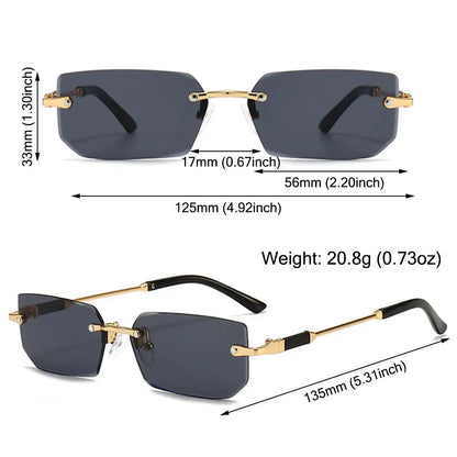 Lunettes de soleil UV400 sans monture rectangulaires - Style Y2K, lunettes de soleil sans contour pour femmes et hommes