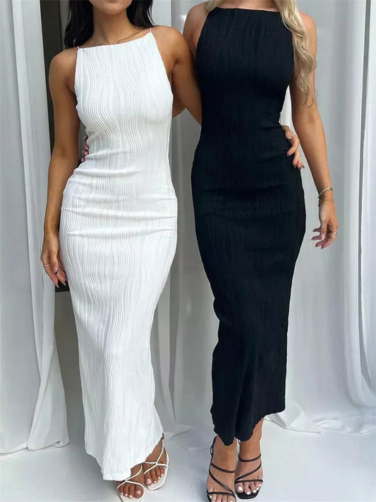 Robe Longue Moulante – Sans Manches & Fendue