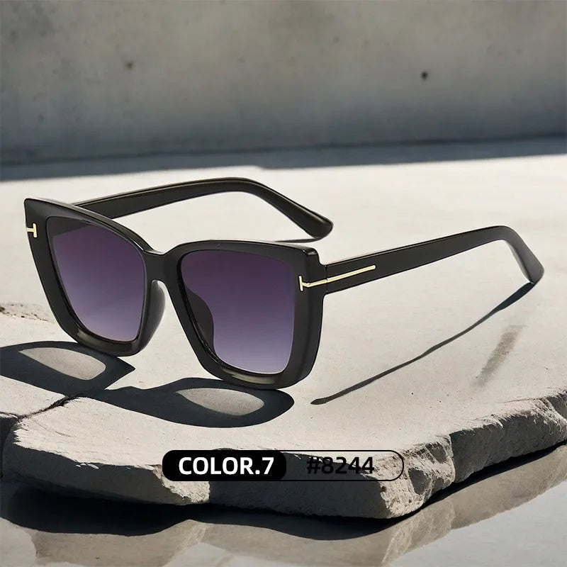 Lunettes de soleil œil-de-chat pour femme – Design de marque, style vintage 2024, haute qualité, monture large, tendance et élégante."