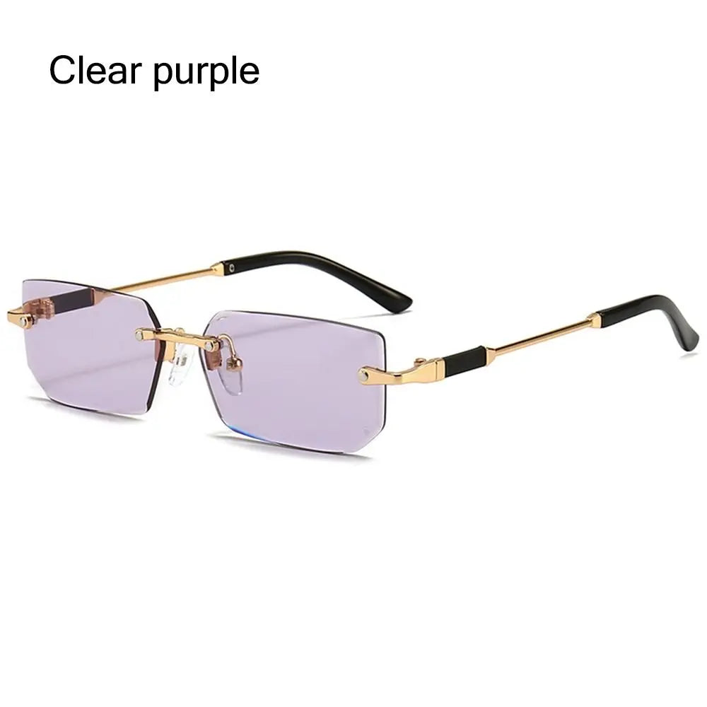 Lunettes de soleil UV400 sans monture rectangulaires - Style Y2K, lunettes de soleil sans contour pour femmes et hommes