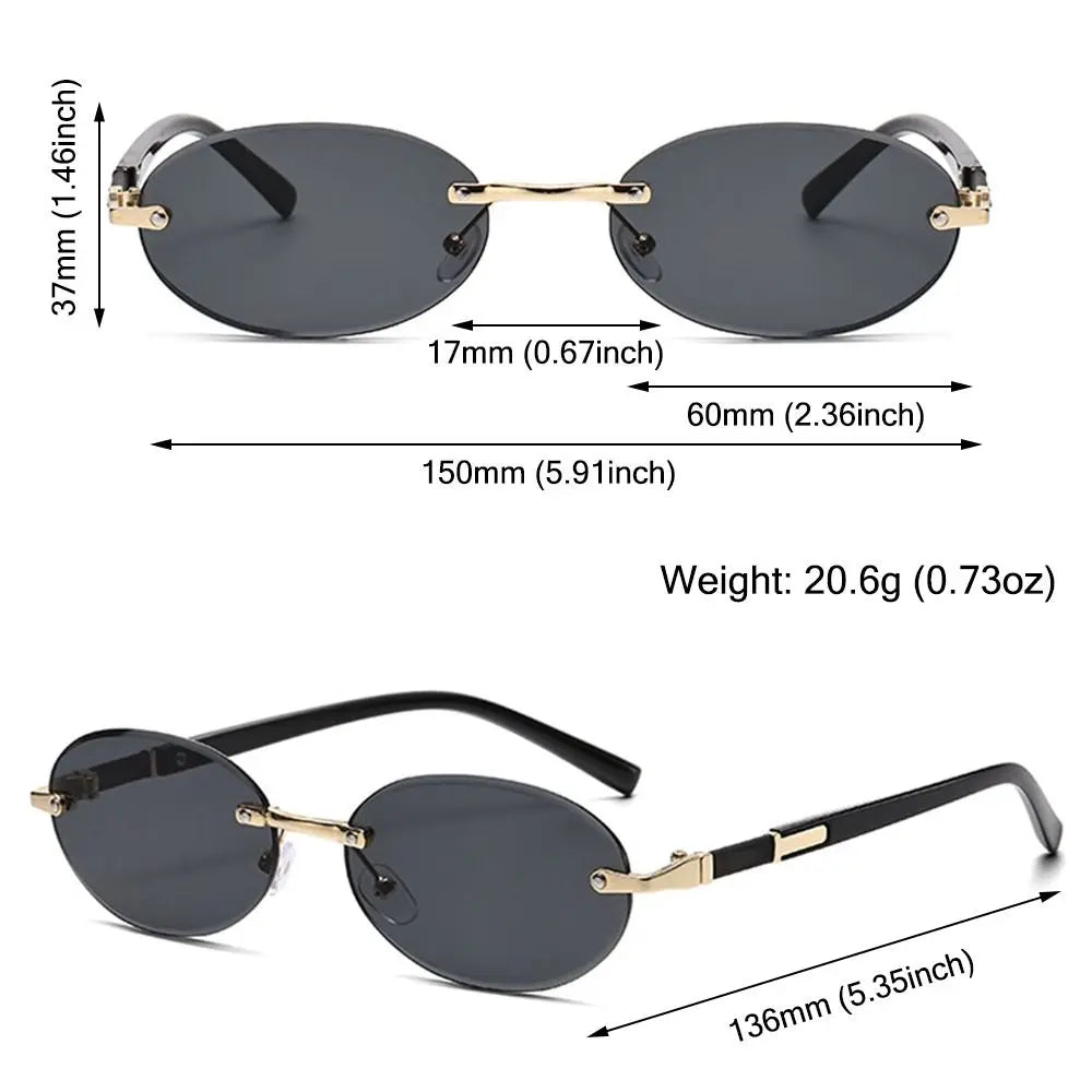 Lunettes de soleil UV400 sans monture rectangulaires - Style Y2K, lunettes de soleil sans contour pour femmes et hommes