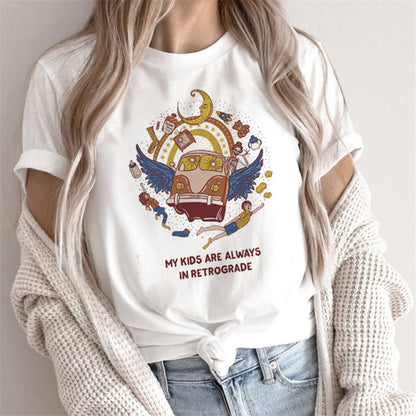 T-shirt Femme Imprimé Tarot – Haut Cartoon Féminin Mode et Tendance