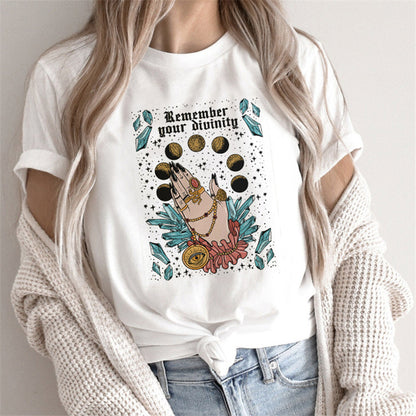 T-shirt Femme Imprimé Tarot – Haut Cartoon Féminin Mode et Tendance