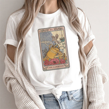 T-shirt Femme Imprimé Tarot – Haut Cartoon Féminin Mode et Tendance