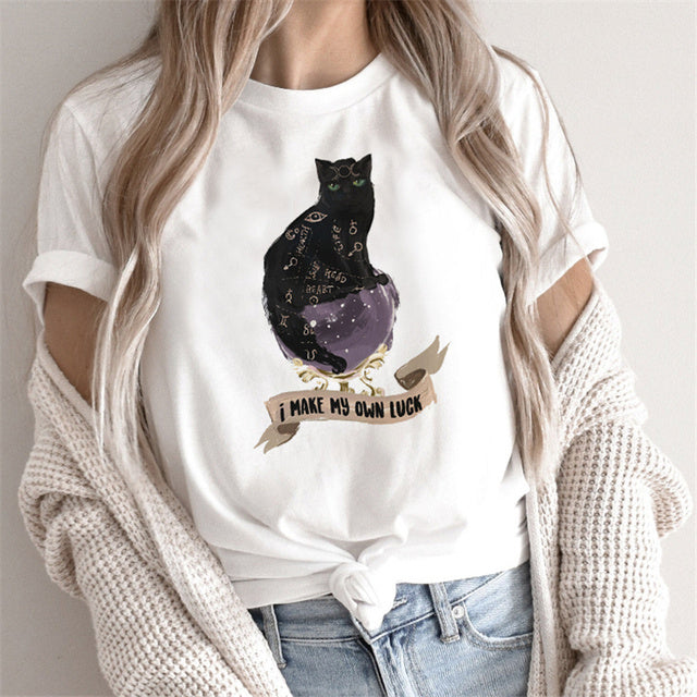 T-shirt Femme Imprimé Tarot – Haut Cartoon Féminin Mode et Tendance